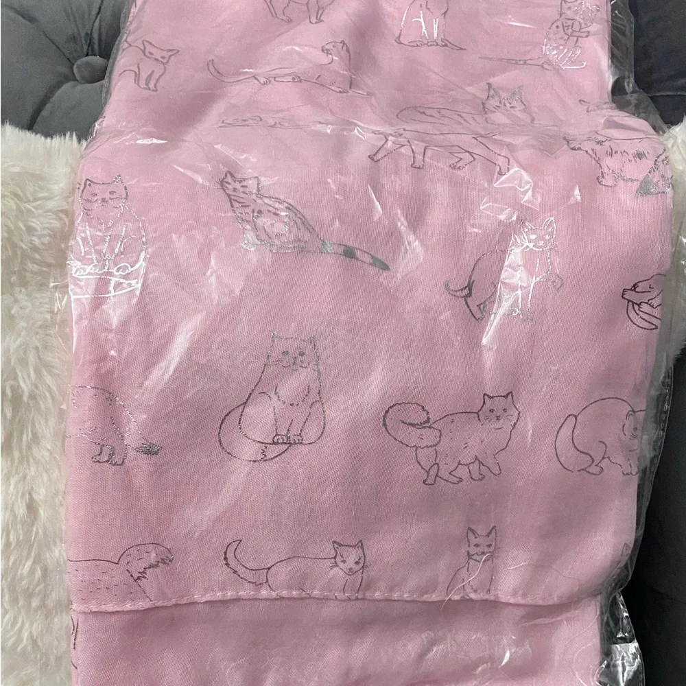 Pink Cat -Kitten Print Oblong Scarf